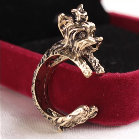 Jewelry - Teddy Yorkie Dog Wrap Ring Bronze Puppy Ring